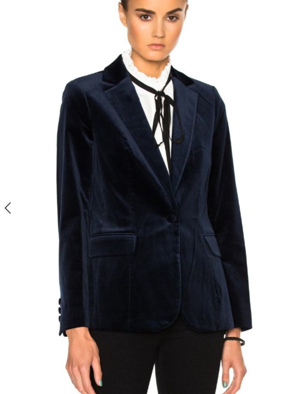 FRAME Denim Velvet Mod Blazer Navy Blue Single Button Sz Medium